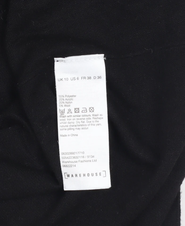 Warehouse Women’s Black Knit T-Shirt Dress Size 10 Short Sleeve - Image 4