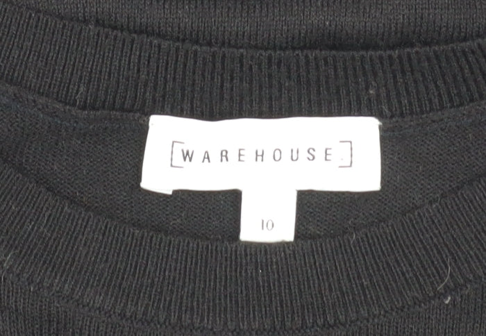 Warehouse Women’s Black Knit T-Shirt Dress Size 10 Short Sleeve - Image 5