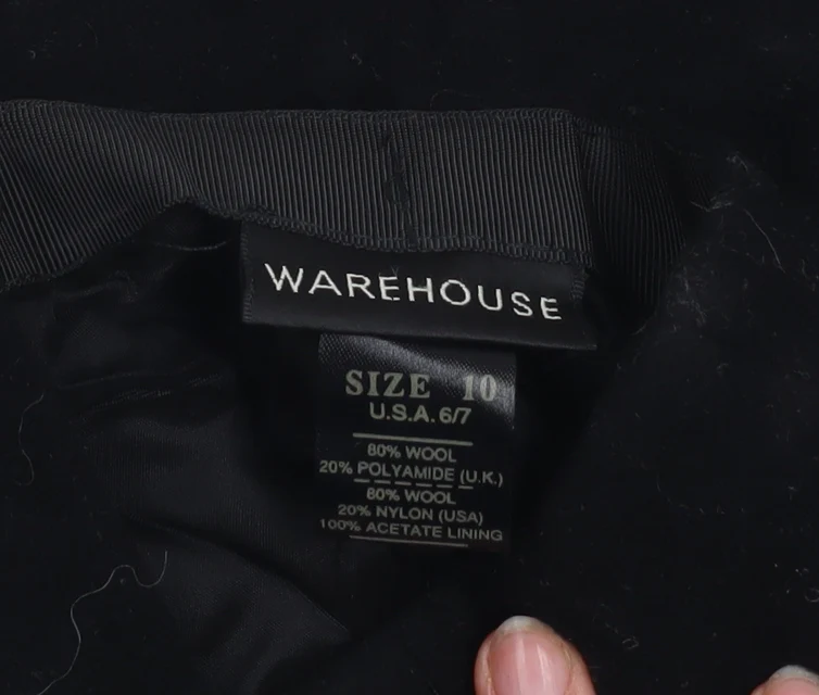 Warehouse Women’s Black Wool A-Line Short Skirt Size 10 - Image 4