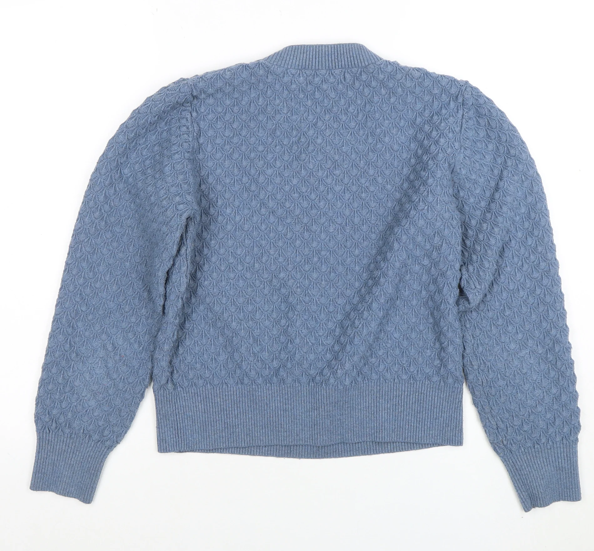 Warehouse Women’s Blue Cable Knit Crew Neck Jumper Size M - Image 3