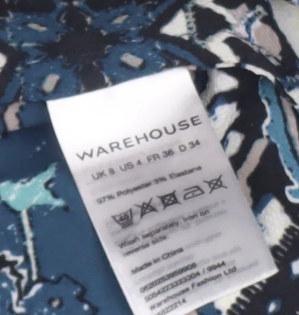Warehouse Women’s Blue Geometric Shift Dress Size 8 - Image 4