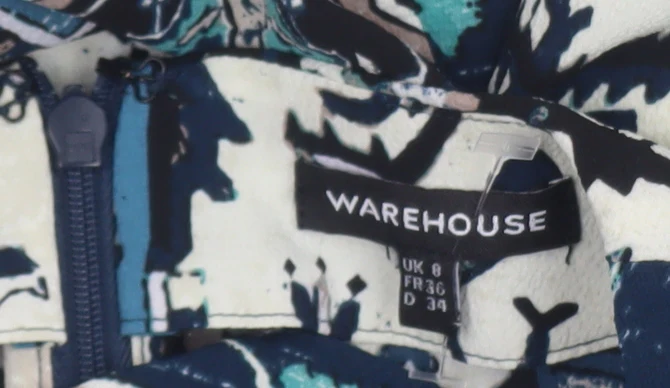 Warehouse Women’s Blue Geometric Shift Dress Size 8 - Image 5