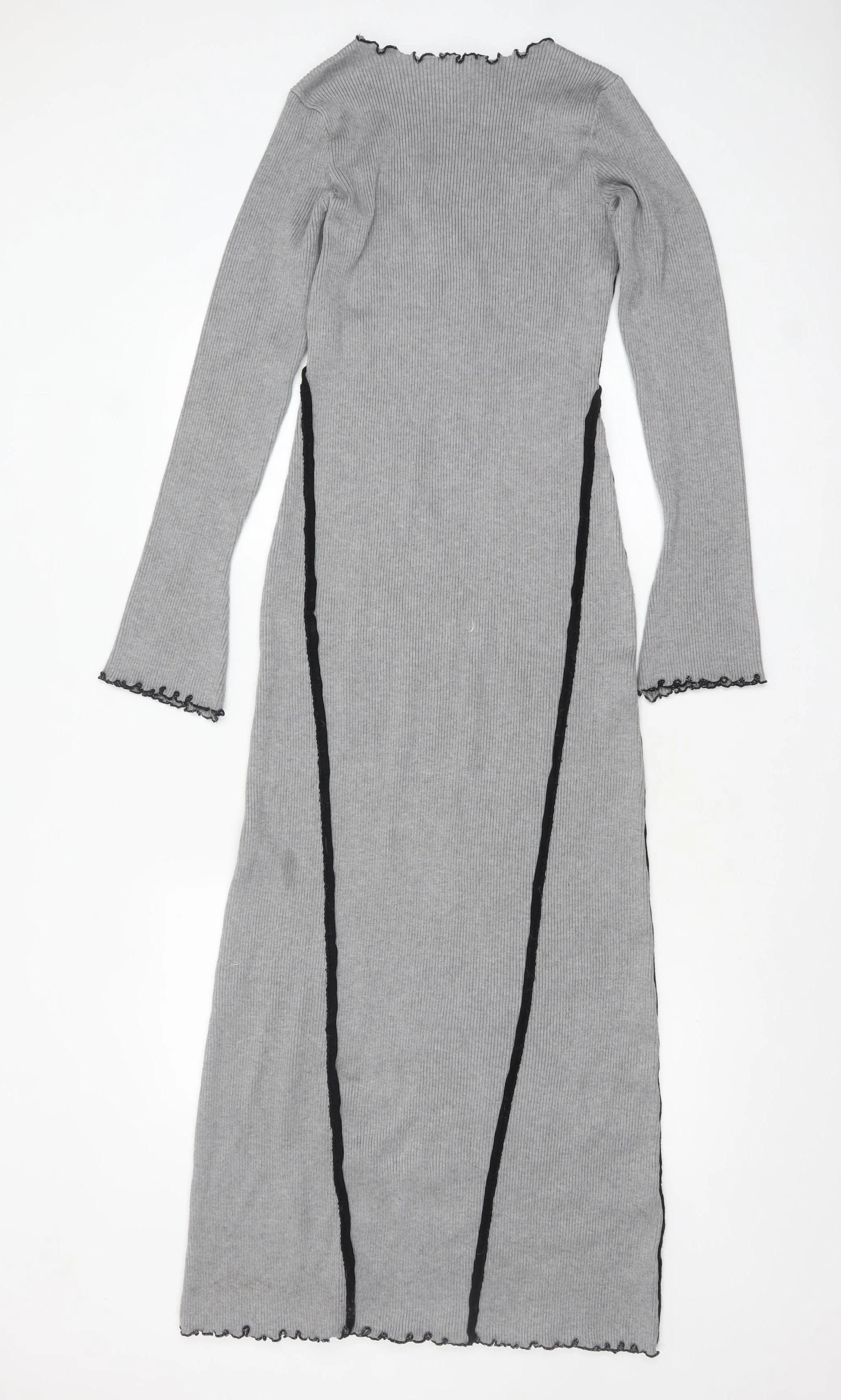 Warehouse Women’s Grey Knit Bodycon Midi Dress Size S