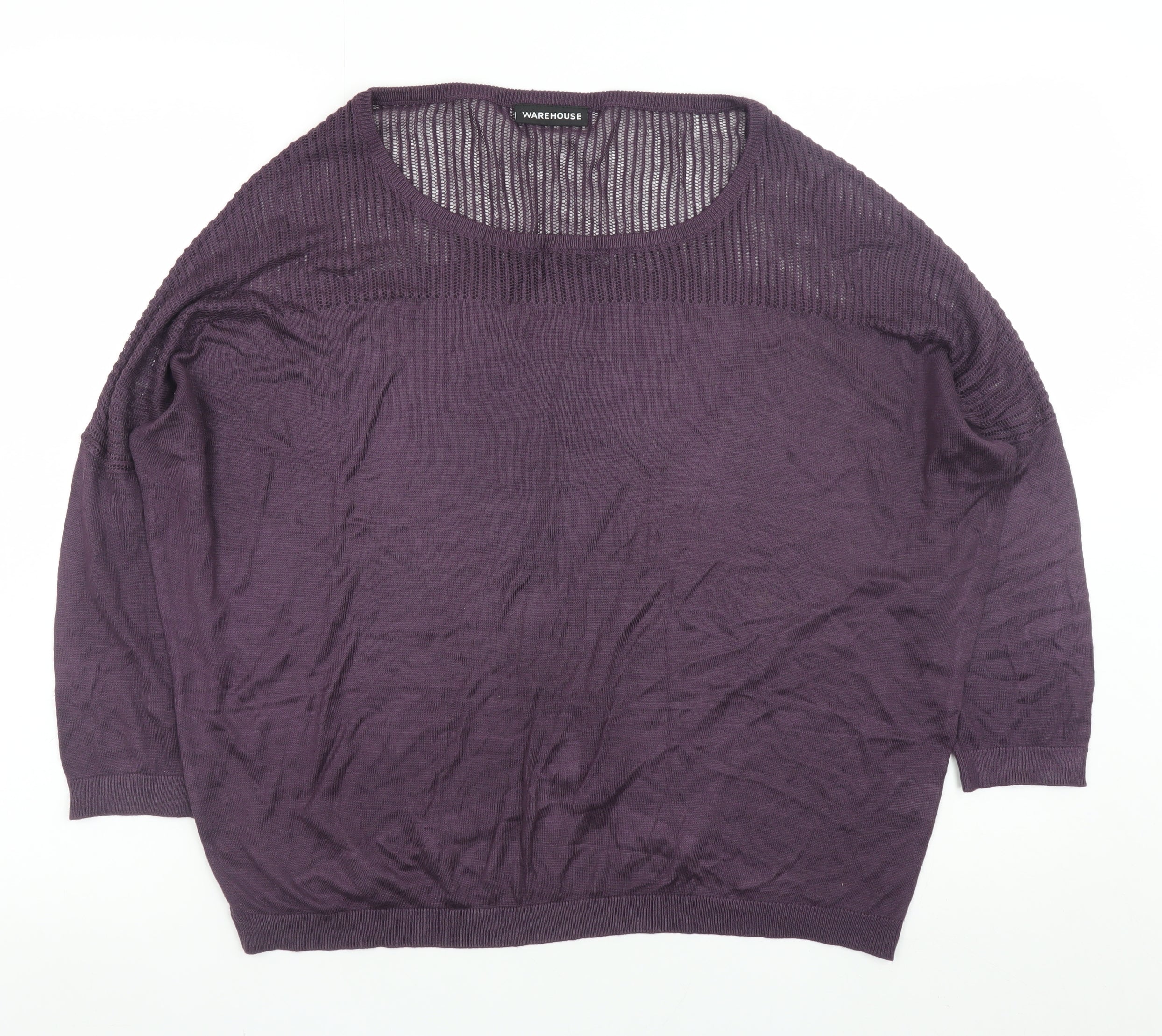 Warehouse Women’s Purple Knit Pullover Jumper UK 12 Relaxed Fit