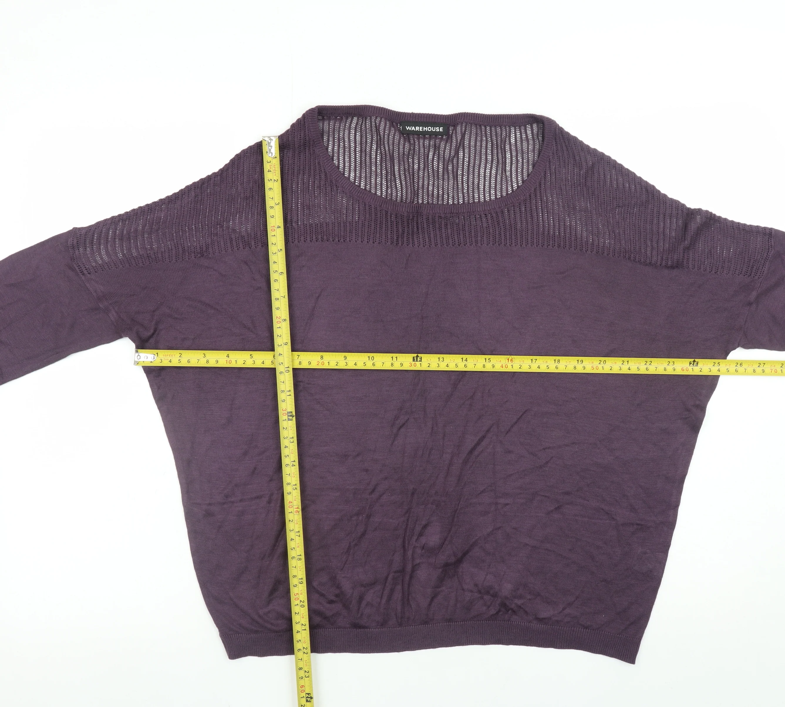 Warehouse Women’s Purple Knit Pullover Jumper UK 12 Relaxed Fit - Image 2