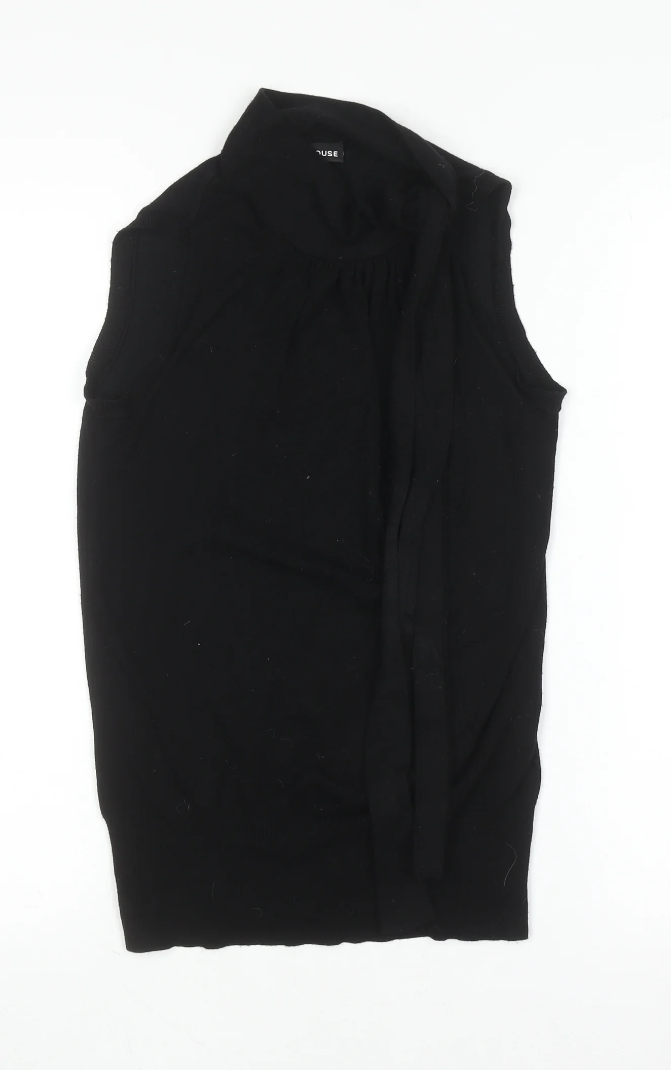 Warehouse Women's Black High Neck Sleeveless Knit Blouse Size 8