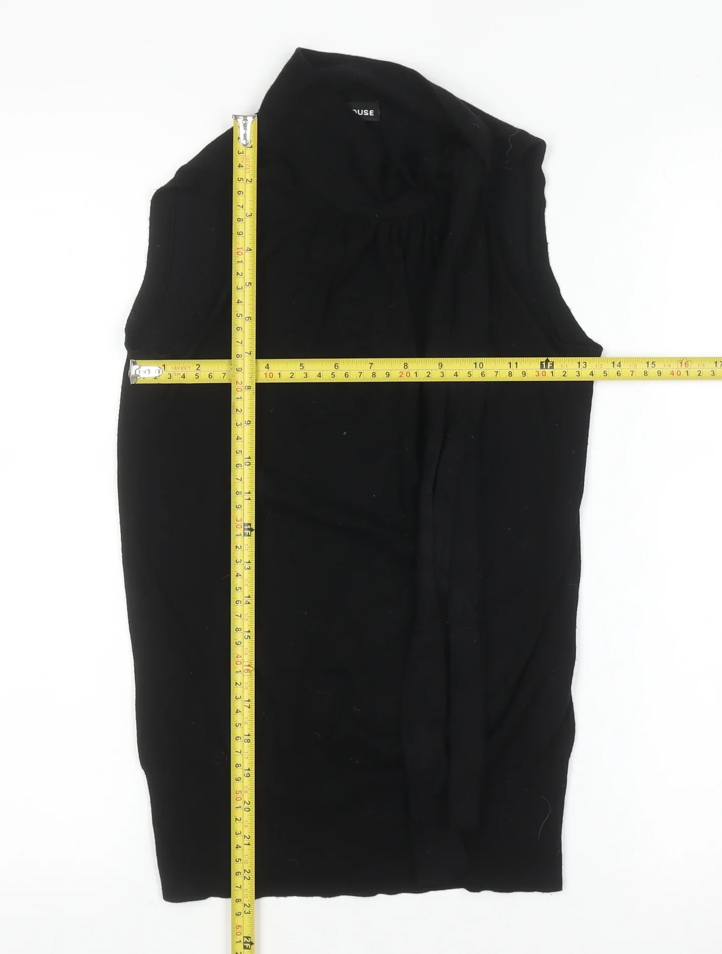 Warehouse Women's Black High Neck Sleeveless Knit Blouse Size 8 - Image 2