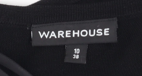 Warehouse Women's Black V-Neck Shrug Size 10 Classic Knit - Image 4