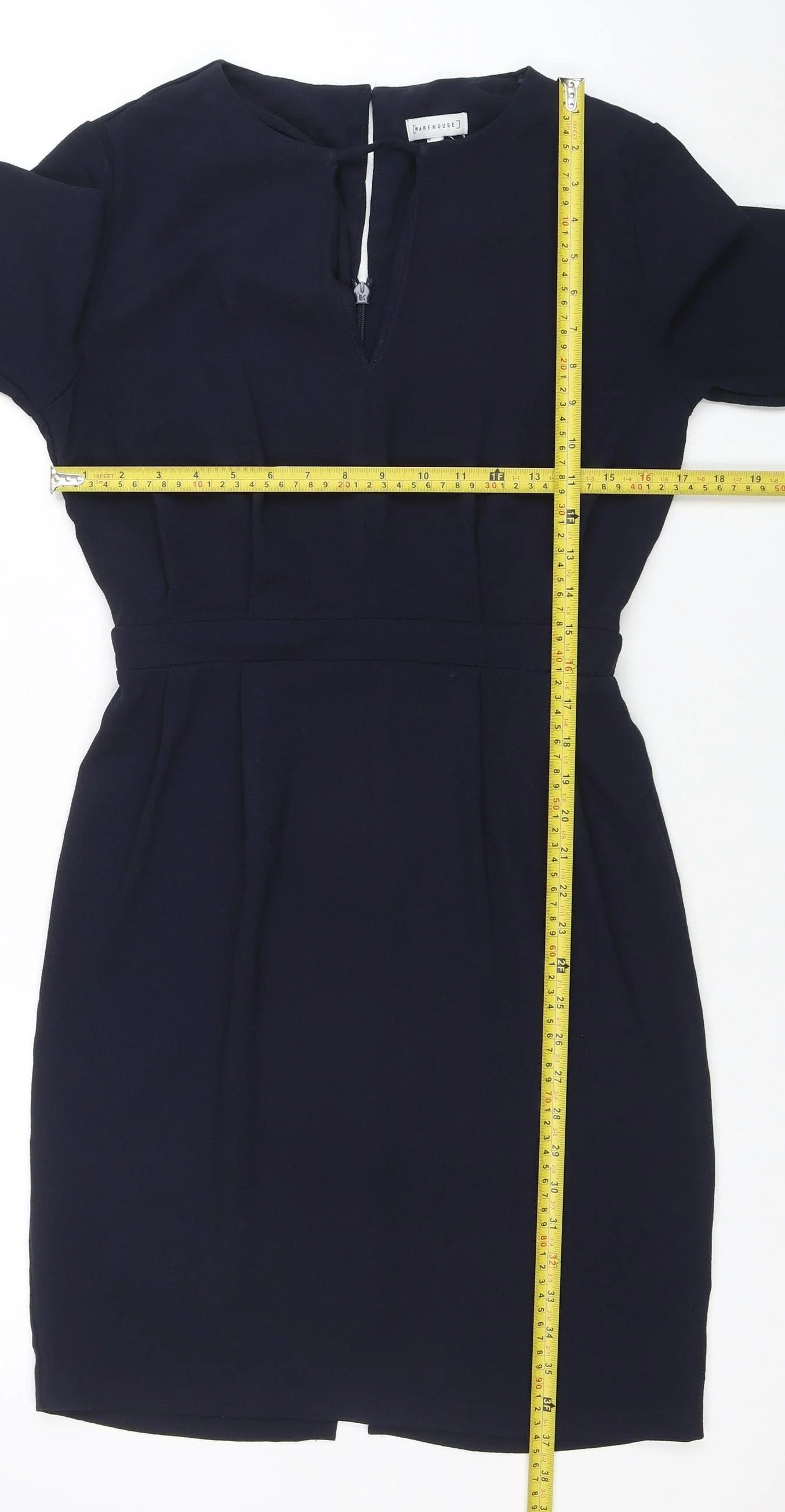Warehouse Women's Blue Shift Work Dress Size 12 Half Sleeve - Image 2