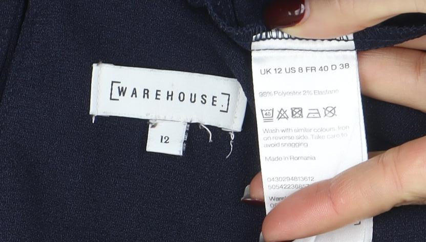 Warehouse Women's Blue Shift Work Dress Size 12 Half Sleeve - Image 4