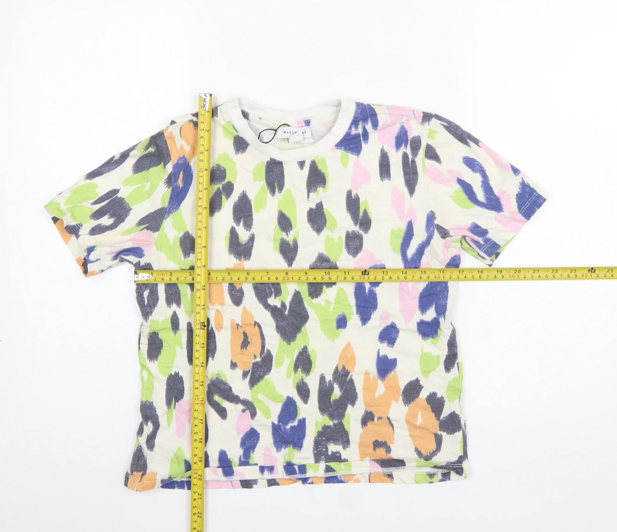Warehouse Women's Multicoloured Animal Print Cotton T-Shirt Size 8 - Image 2