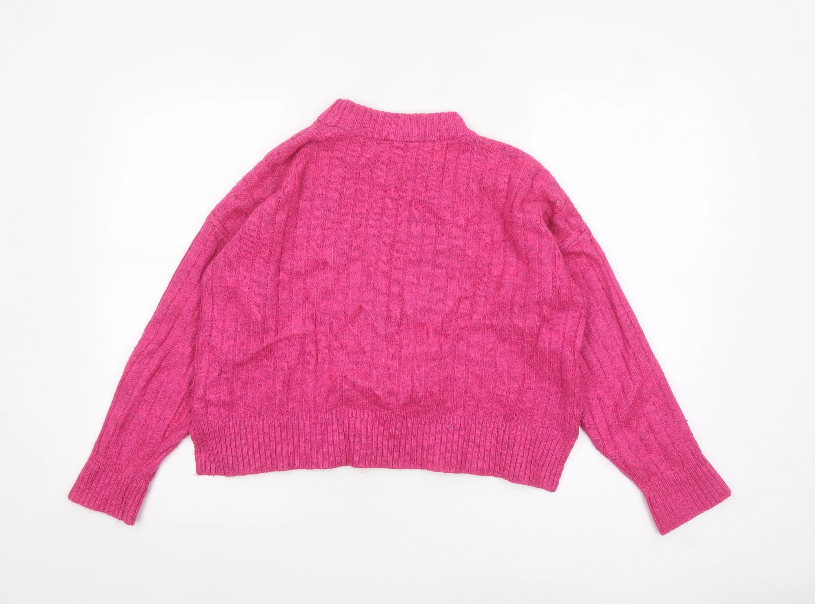 Warehouse Womens Pink Mock Neck Rib Knit Pullover Jumper Size M - Image 2