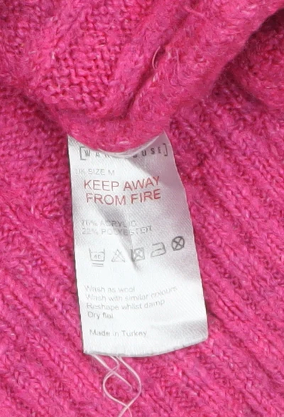 Warehouse Womens Pink Mock Neck Rib Knit Pullover Jumper Size M - Image 4