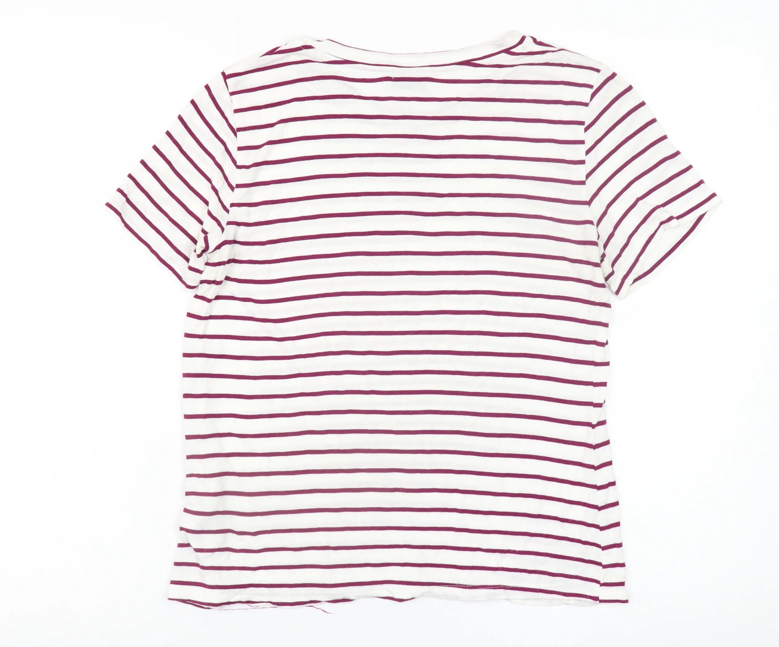 Warehouse Womens White Striped Short Sleeve Viscose T-Shirt UK 10 - Image 3