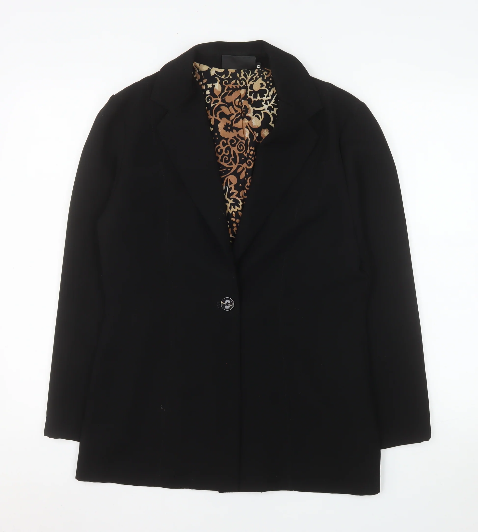 Warp + Weft Women's Black Blazer Size 12 Lined Single-Breasted Jacket
