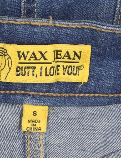 Wax Jean Women Blue Denim Distressed Folded Hem Shorts Size S Cotton Blend - Image 5