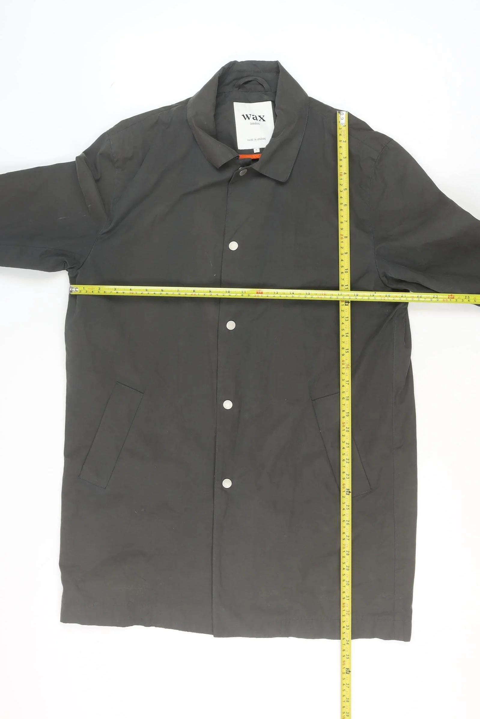 Wax London Men's Black L Cotton-Blend Mid-Length Overcoat - Image 2