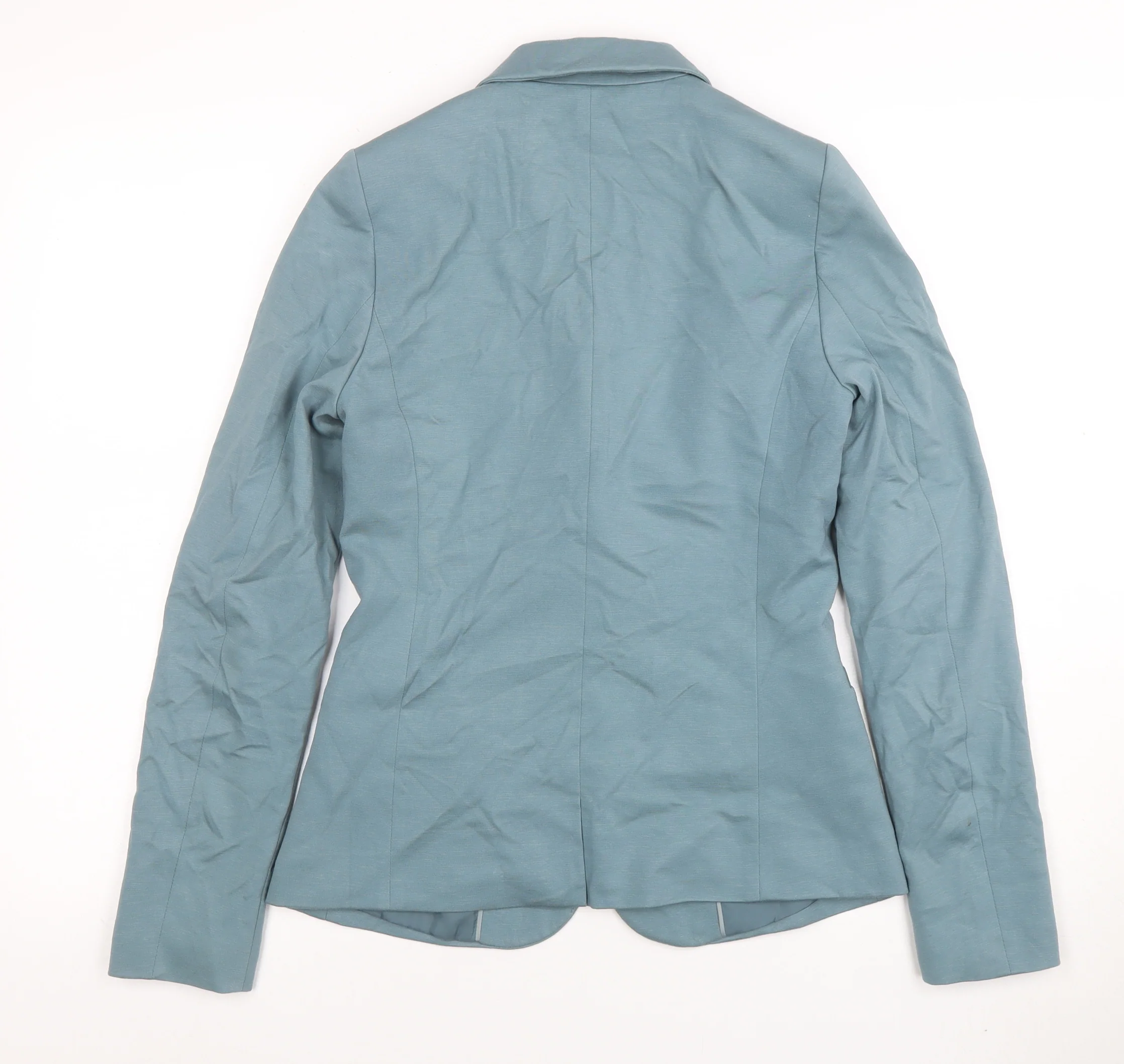 WE Women Blue Single-Breasted Blazer Jacket Size S Fitted Style - Image 3