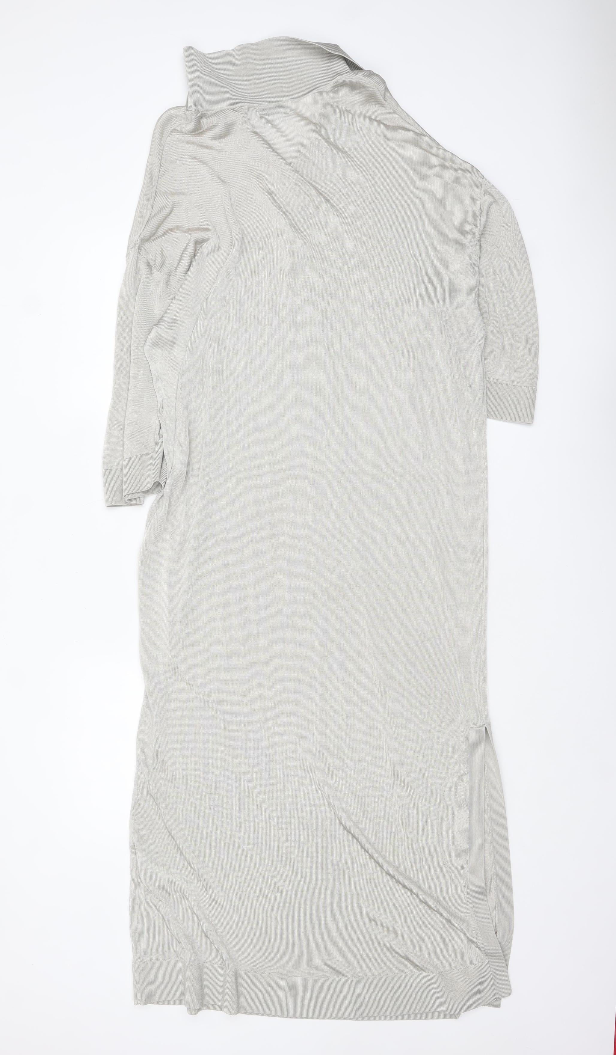 Weekday Women Beige Collared Midi Knit Shirt Dress Size M - Image 3