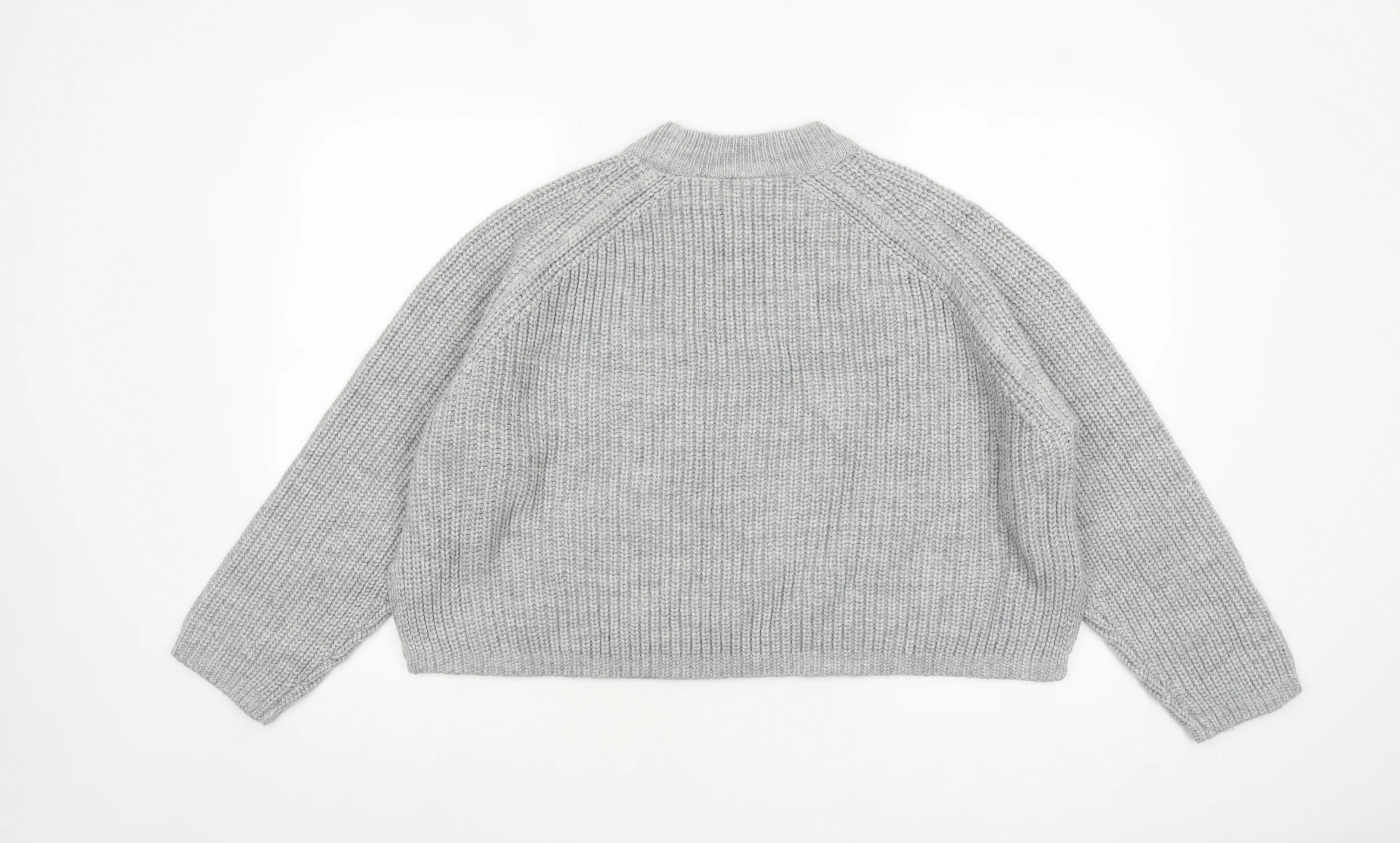 Weekday Women Grey Chunky-Knit Wool Blend Relaxed Pullover Jumper M - Image 3