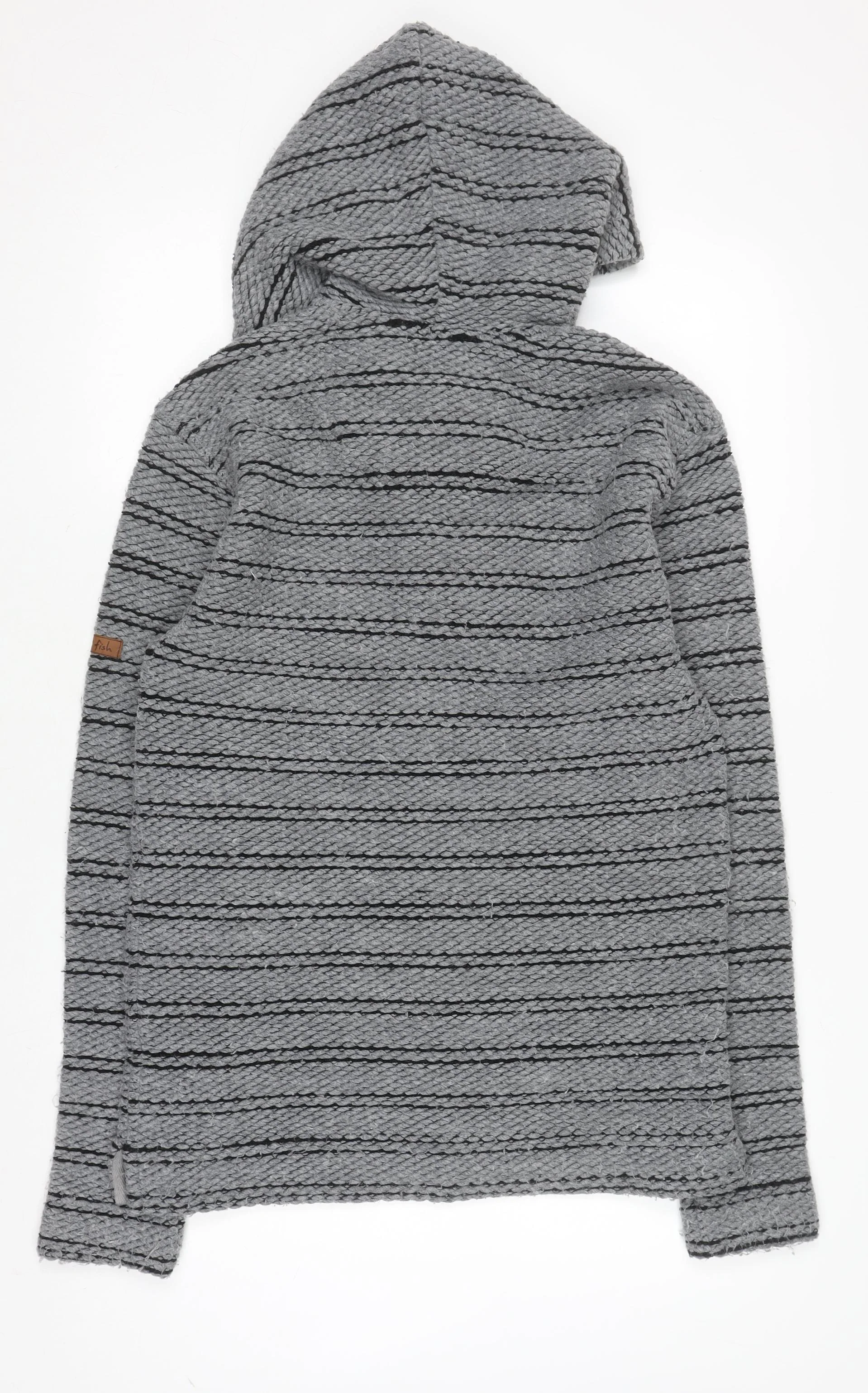 Weird Fish Men’s Grey Hooded Henley Knit Jumper L - Image 3
