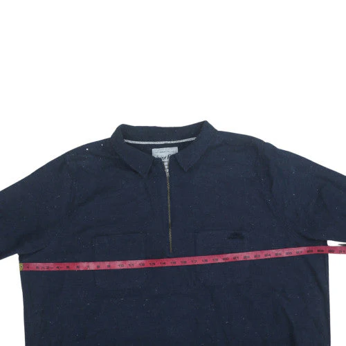 Weird Fish Men's Blue Henley 1/4 Zip Sweatshirt Size L - Image 2