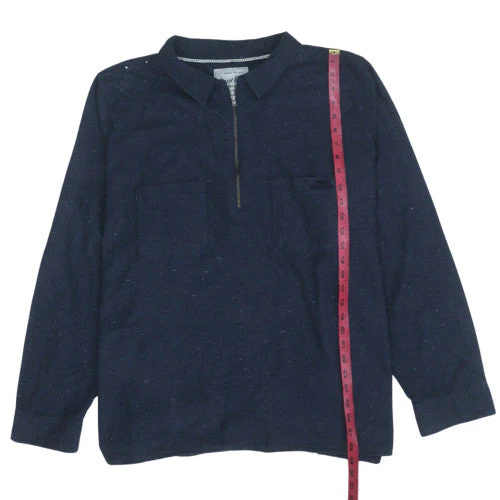 Weird Fish Men's Blue Henley 1/4 Zip Sweatshirt Size L - Image 3