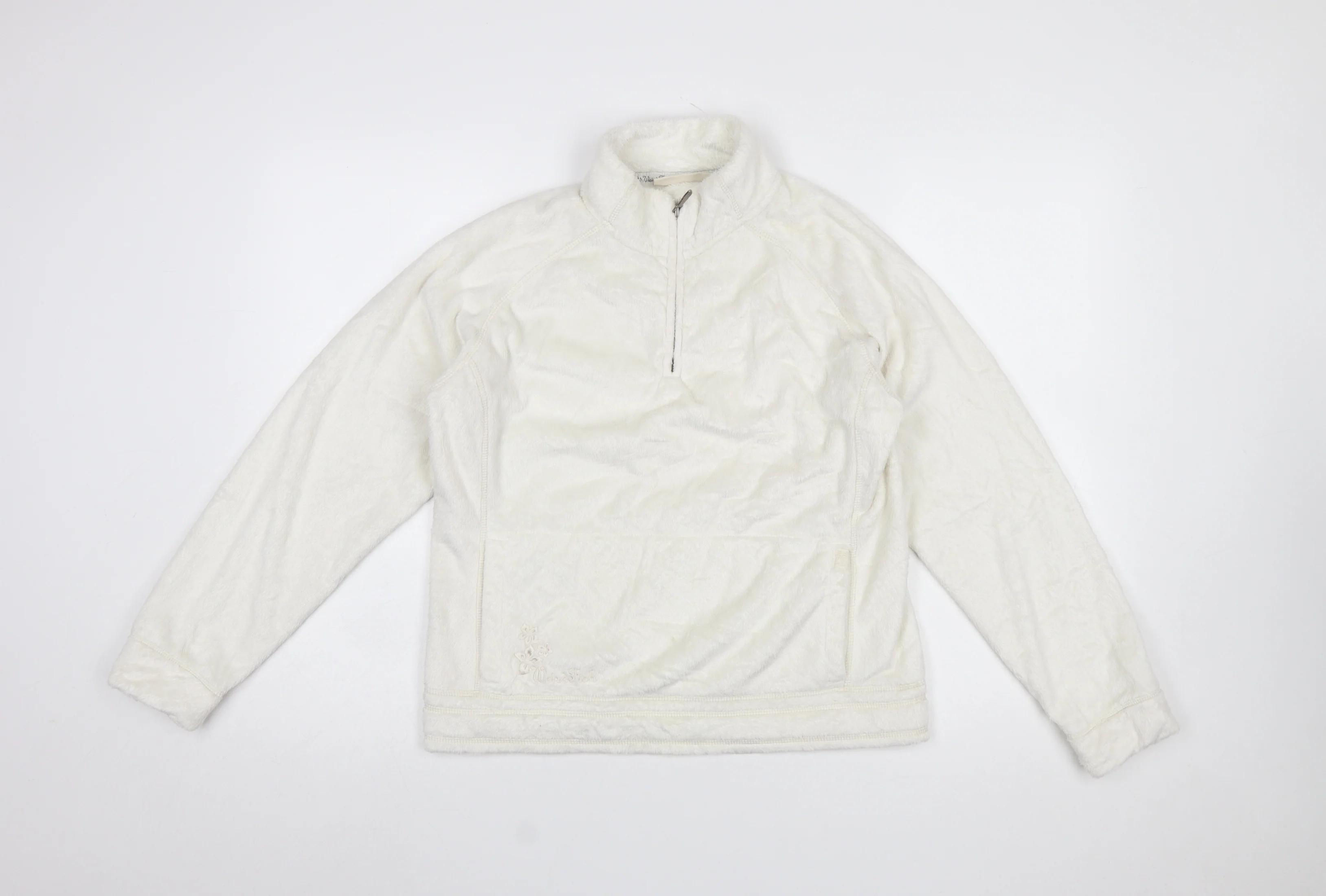 Weird Fish Women Ivory Fleece Pullover Sweatshirt M 1/4 Zip Polyester