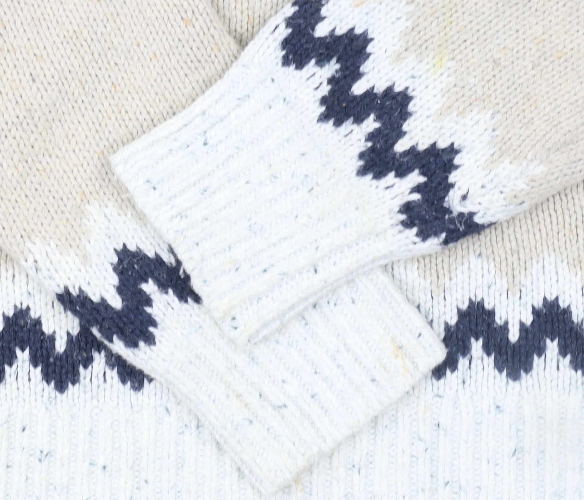 Weird Fish Womens Beige Fair Isle Roll Neck Knit Jumper Size 8 - Image 7