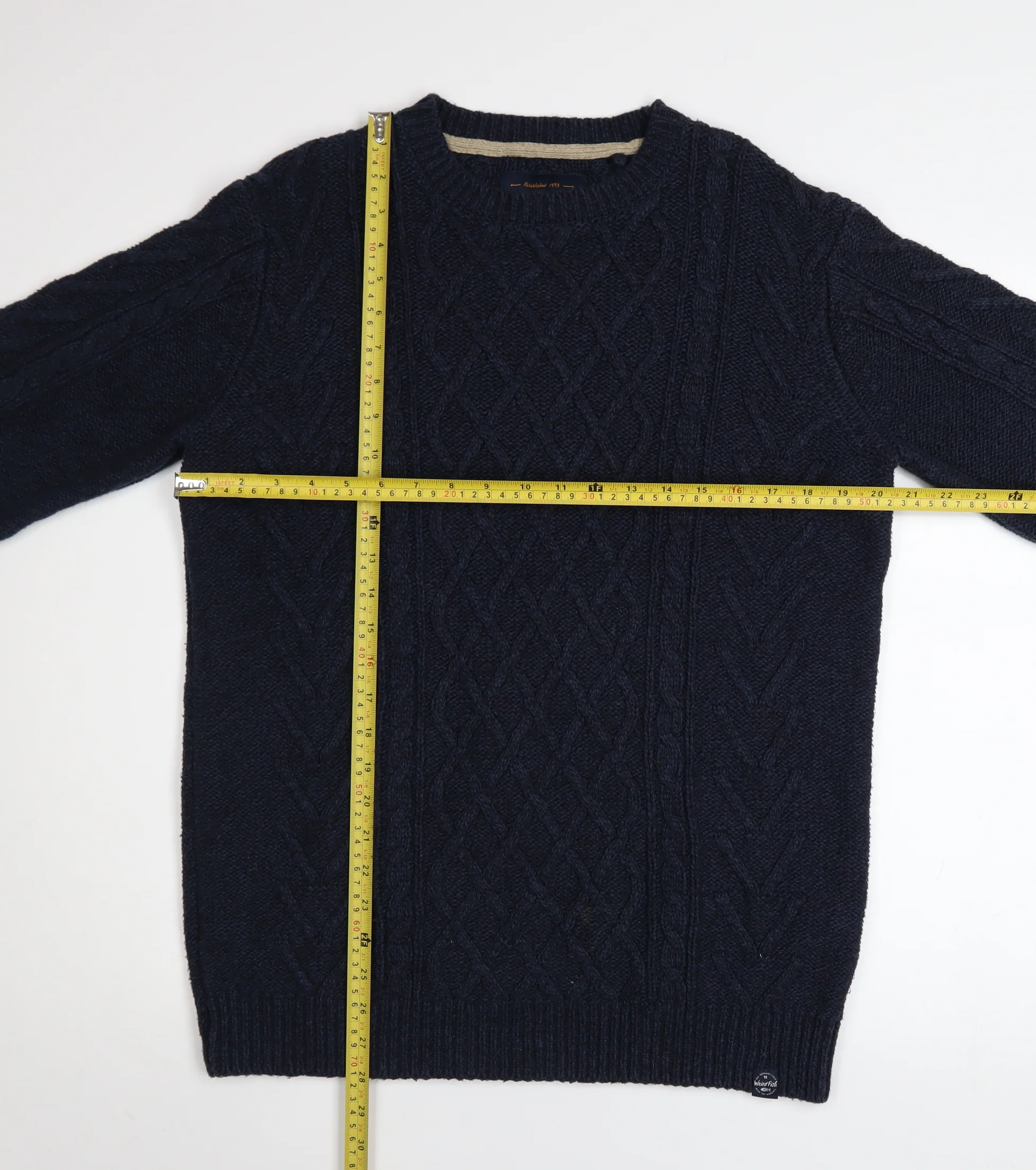 Weird Fish Women's Blue Cable-Knit Cotton Jumper M - Image 2