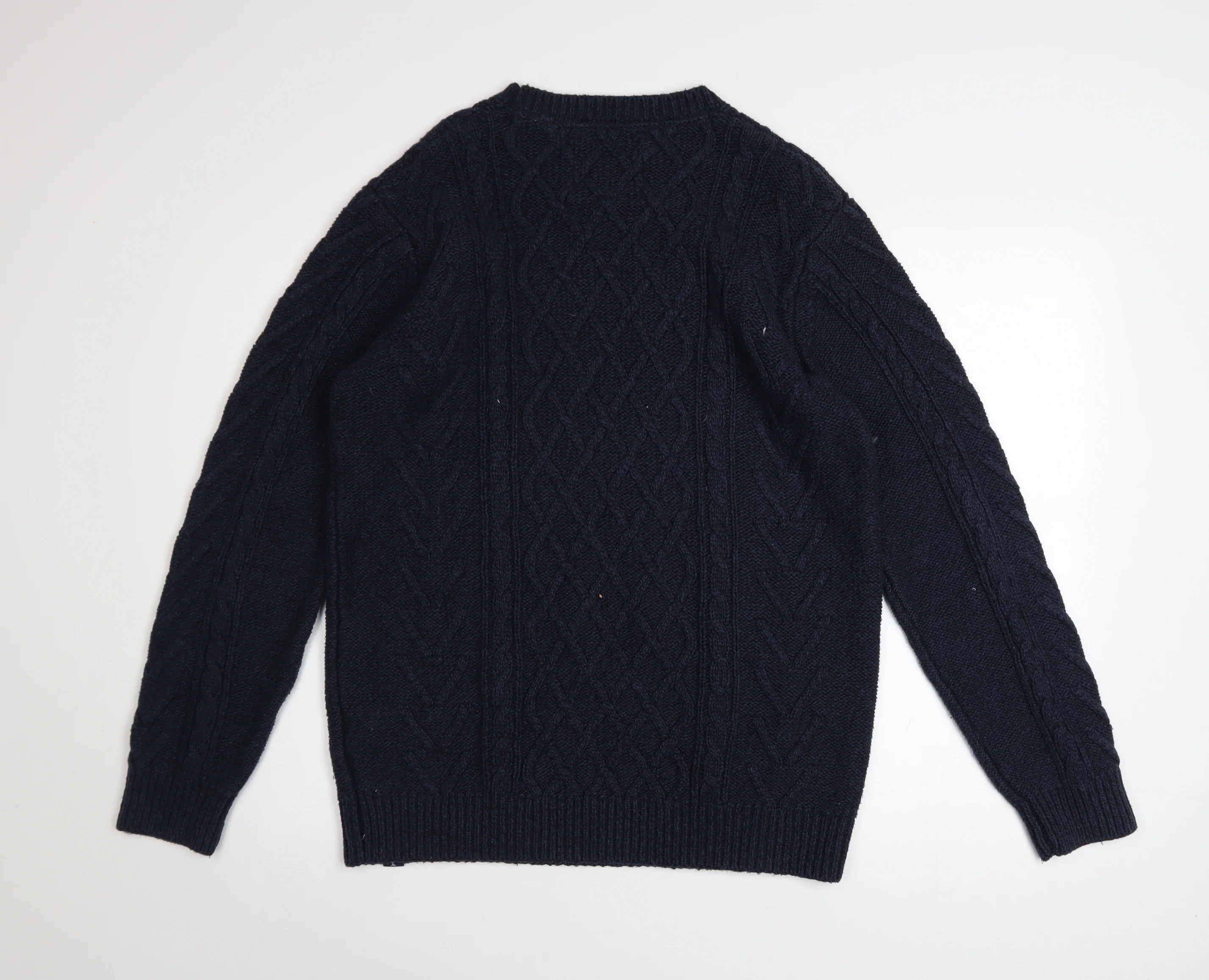 Weird Fish Women's Blue Cable-Knit Cotton Jumper M - Image 3