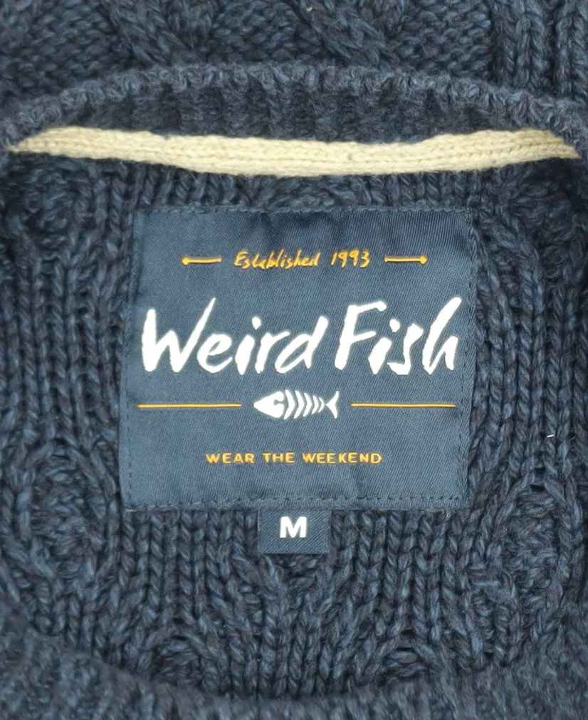 Weird Fish Women's Blue Cable-Knit Cotton Jumper M - Image 4