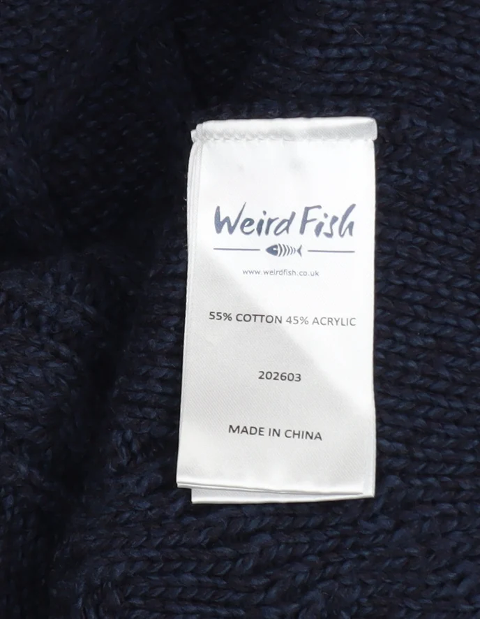 Weird Fish Women's Blue Cable-Knit Cotton Jumper M - Image 5