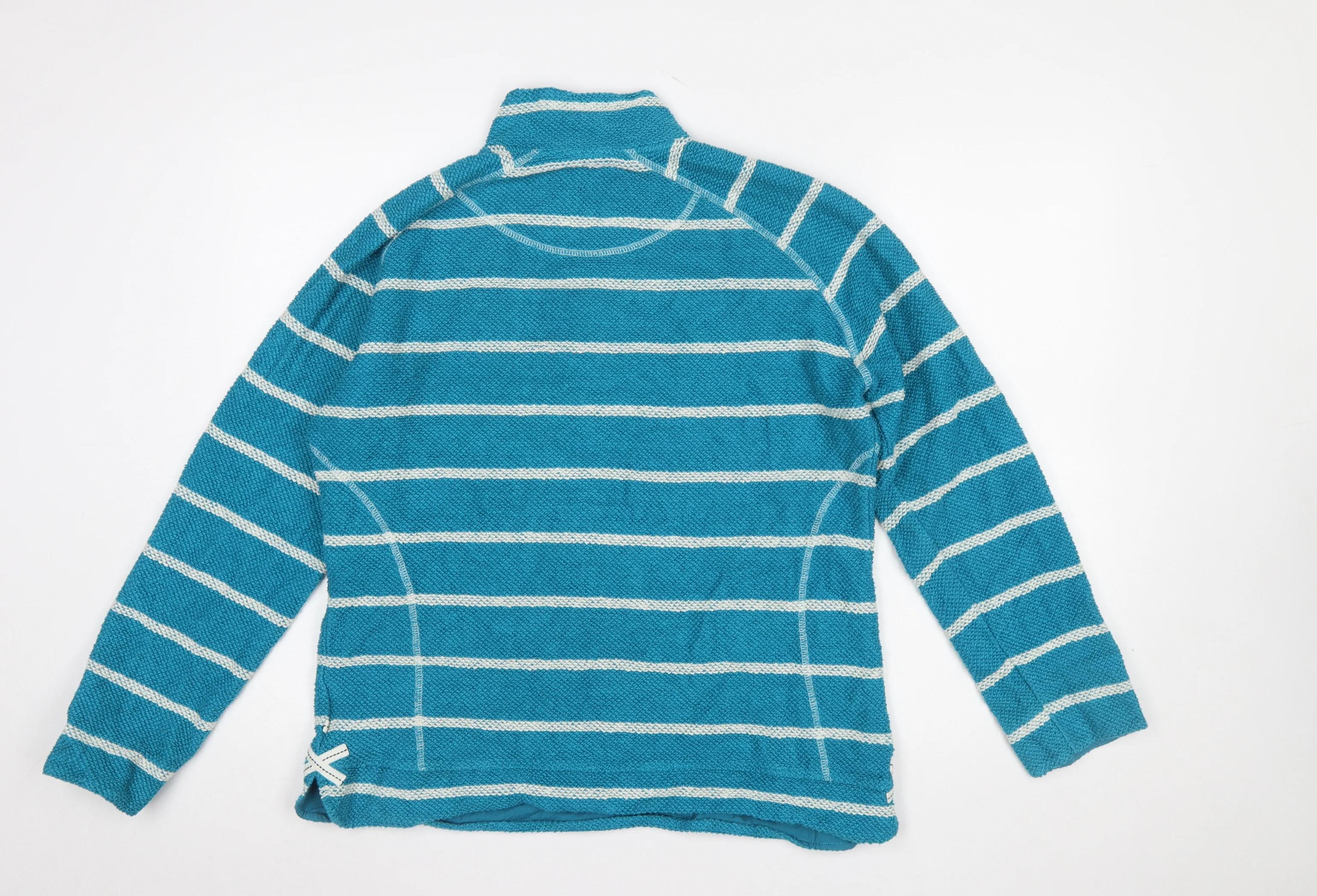 Weird Fish Womens Blue Striped 1/4 Zip Cotton Pullover Sweatshirt XL - Image 3