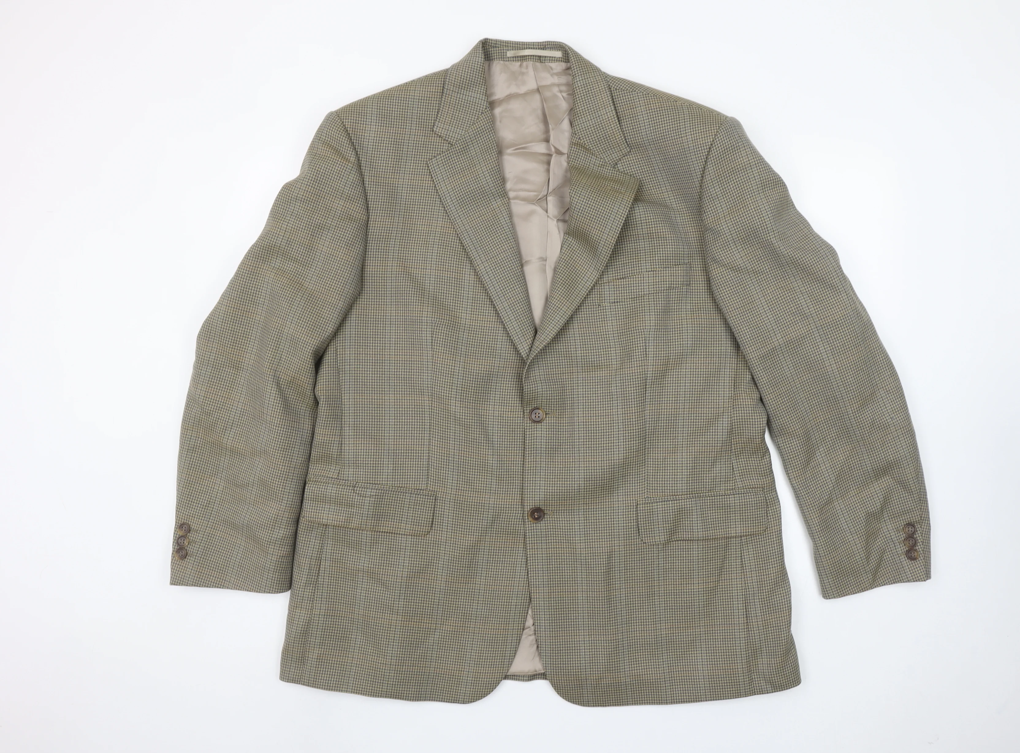 Wellington Executive Men's Brown Check Wool Blend Blazer Jacket Size 44S