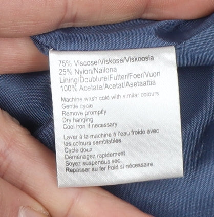 Whimsy Womens Blue Single Breasted Linen Look Suit Jacket Size 22 - Image 6