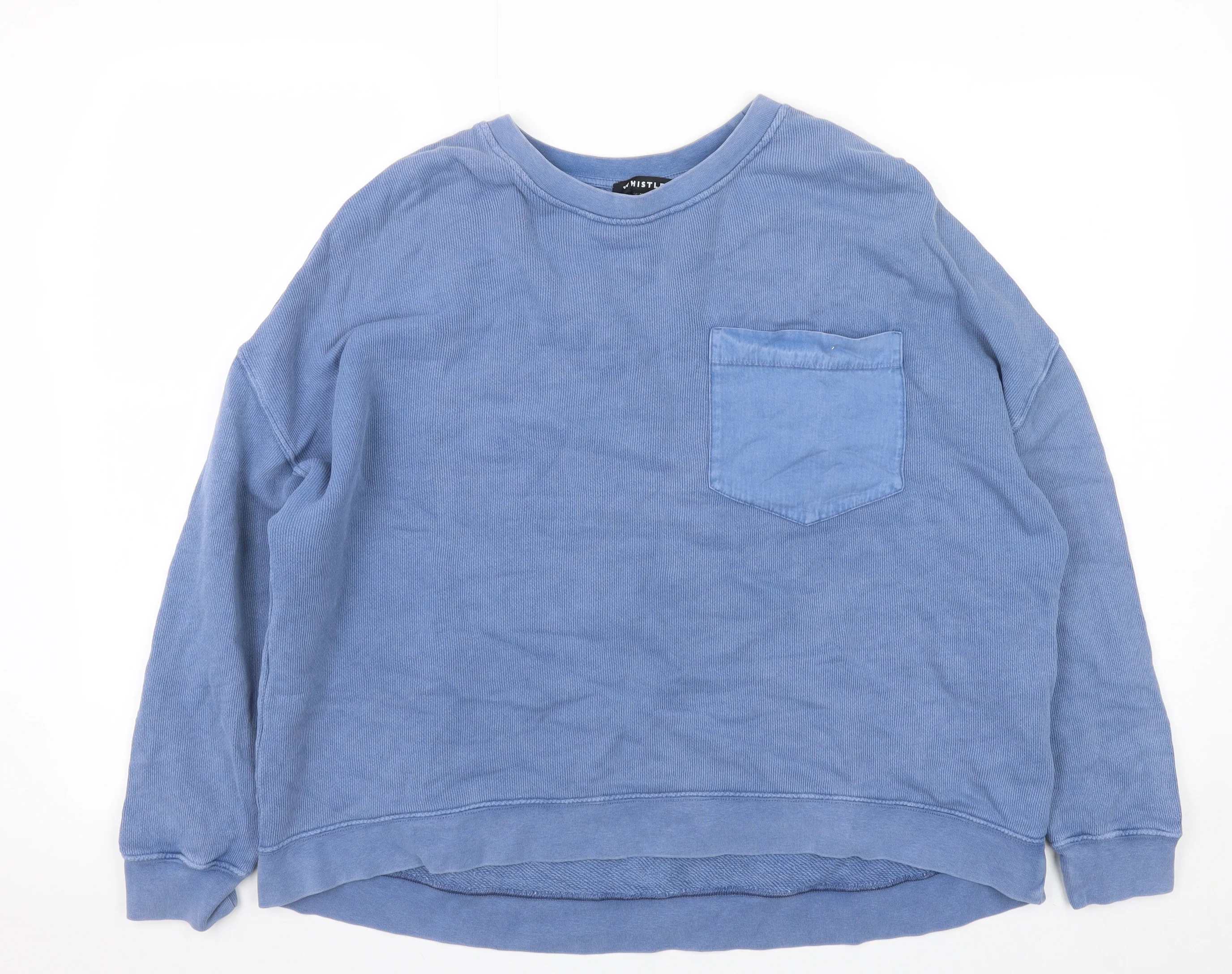 Whistles Men's Blue Cotton Pullover Sweatshirt Size S Relaxed Fit