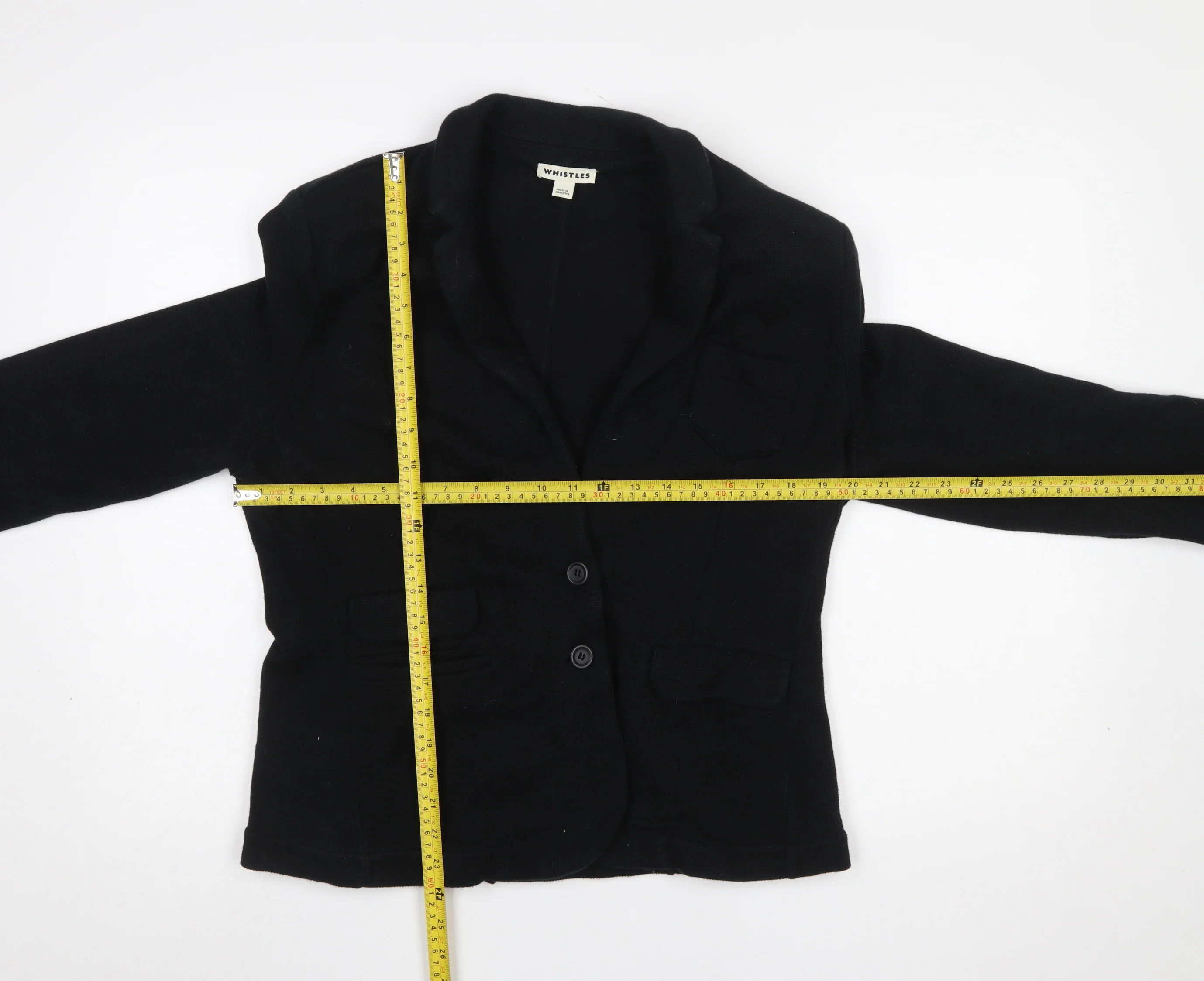Whistles Women Black Cotton Two-Button Blazer Jacket UK 16 - Image 2