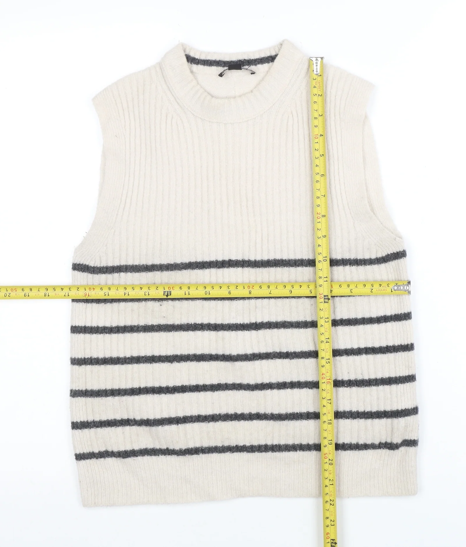 Whistles Women’s Ivory Striped Wool Knit Vest XS Sleeveless Jumper - Image 2
