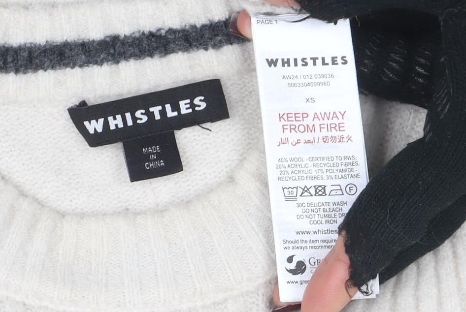 Whistles Women’s Ivory Striped Wool Knit Vest XS Sleeveless Jumper - Image 4