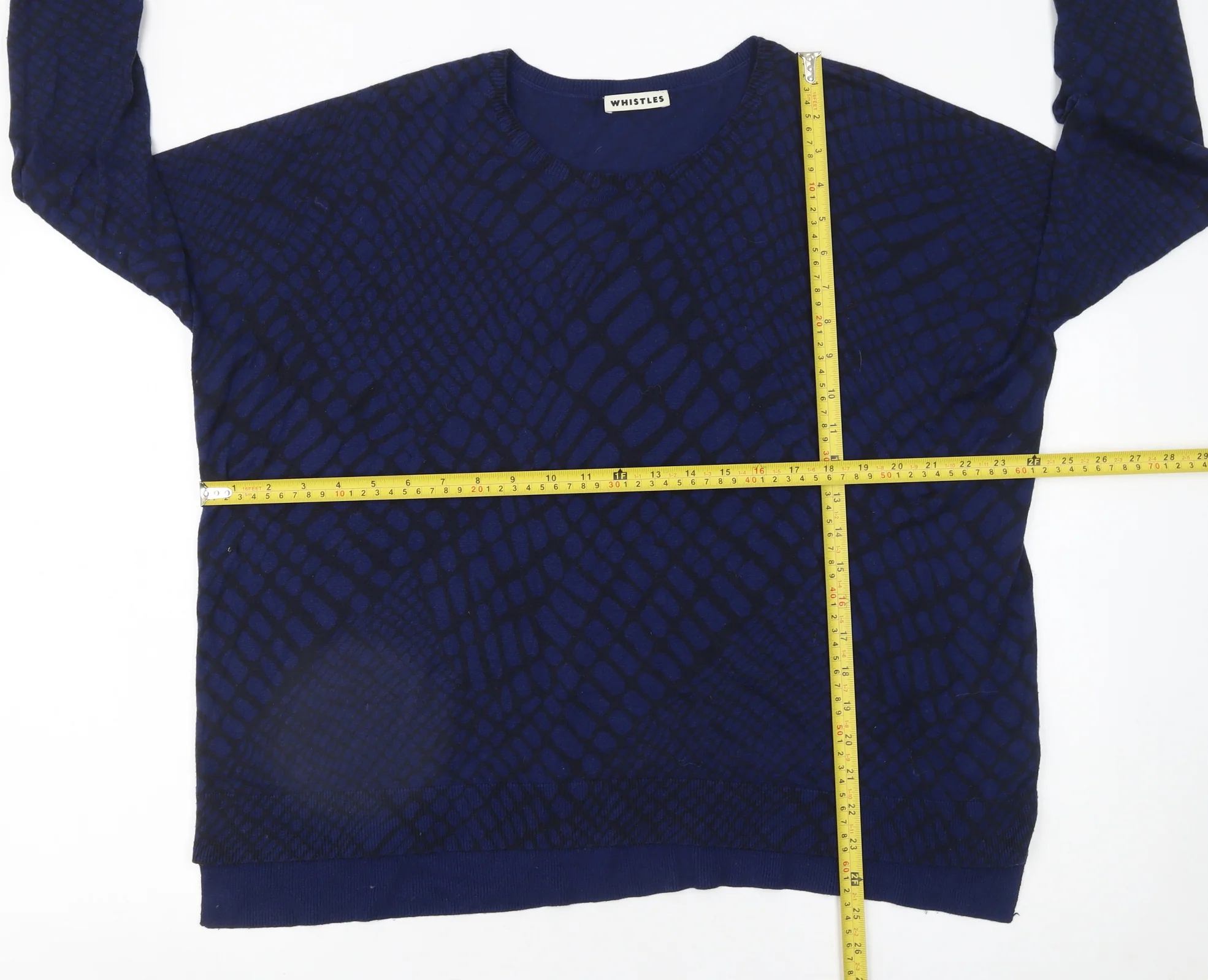 Whistles Womens Blue Geometric Knit Pullover Jumper UK 10 - Image 2