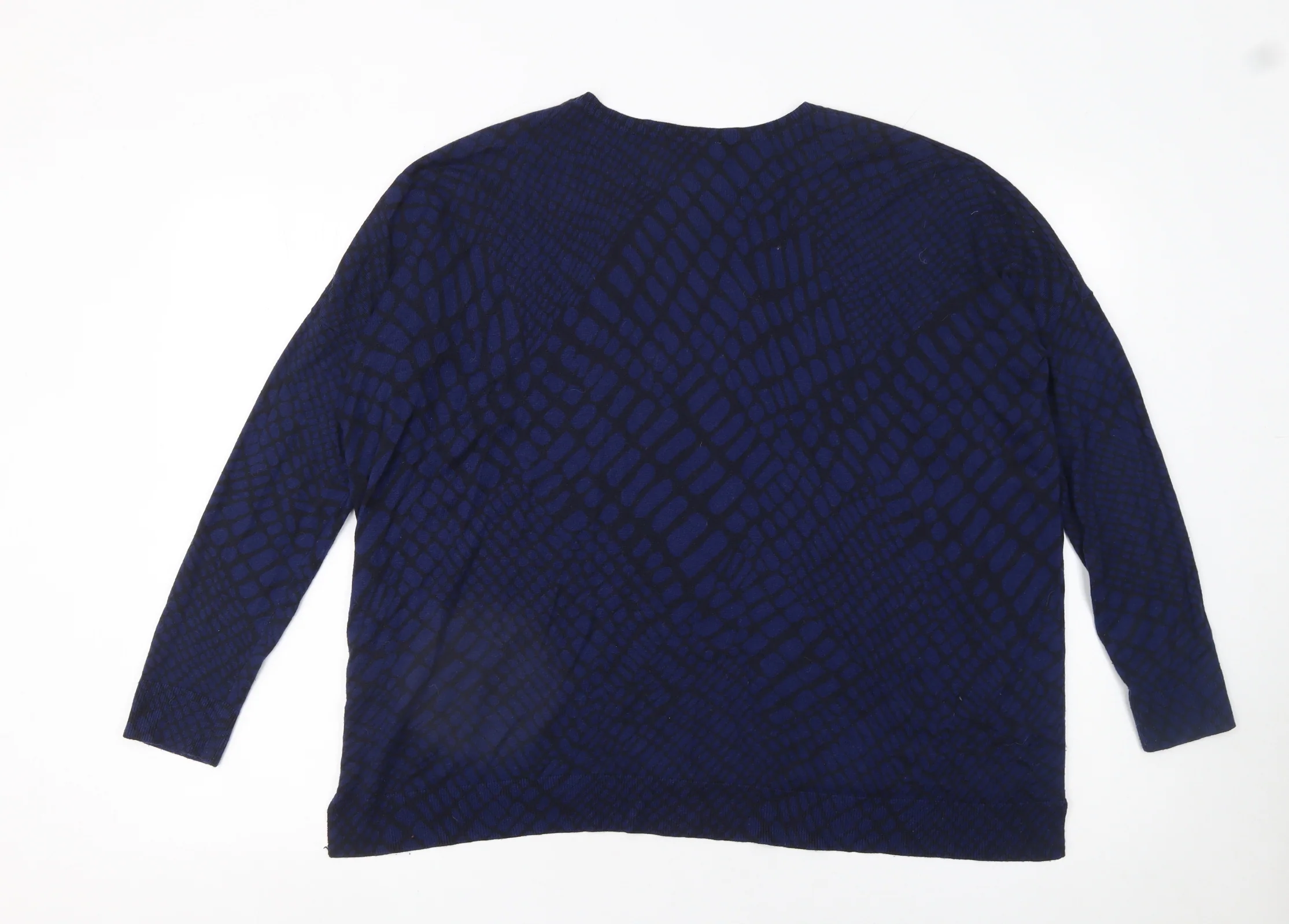 Whistles Womens Blue Geometric Knit Pullover Jumper UK 10 - Image 3