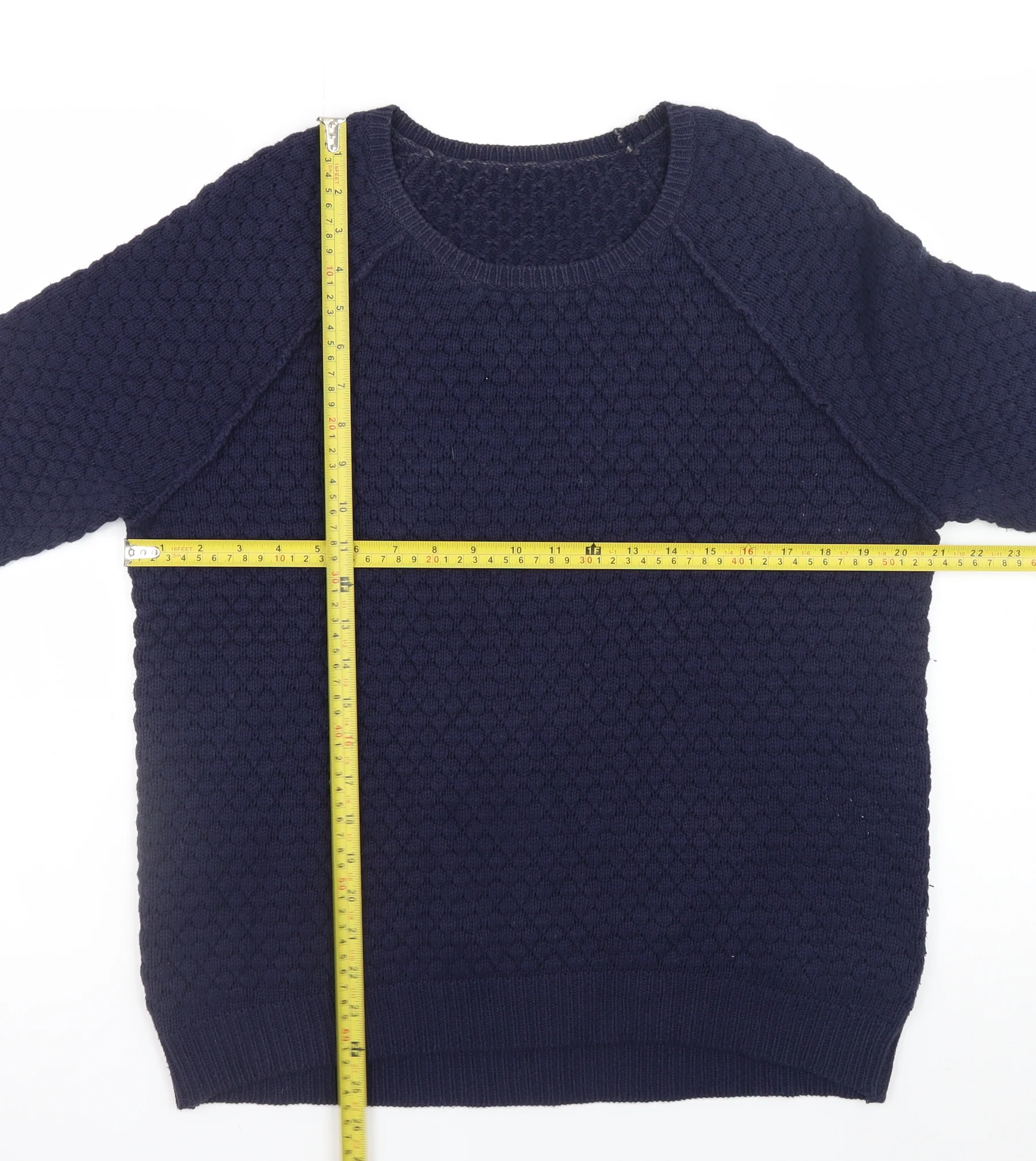 Whistles Women's Blue Knit Cotton Blend Crew Neck Jumper UK 10 - Image 2