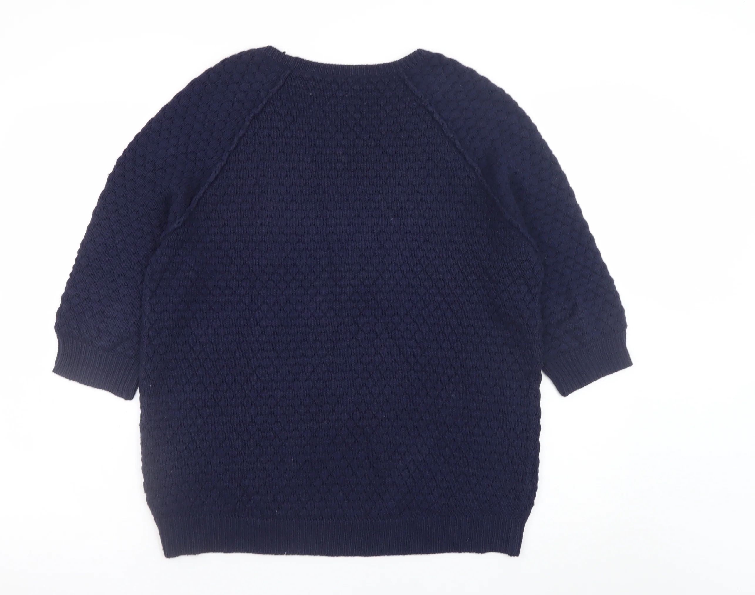 Whistles Women's Blue Knit Cotton Blend Crew Neck Jumper UK 10 - Image 3