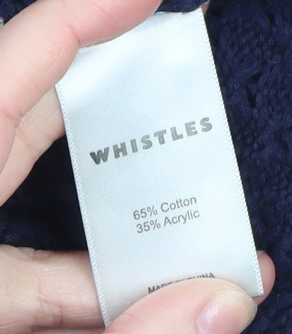 Whistles Women's Blue Knit Cotton Blend Crew Neck Jumper UK 10 - Image 4