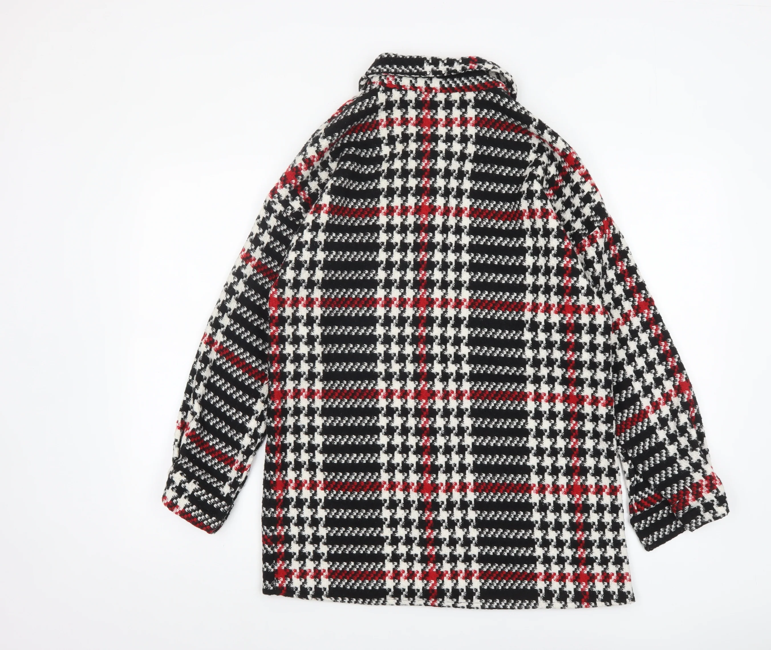 White Icy Women's Black Red Check Tweed Shacket Size S - Image 3