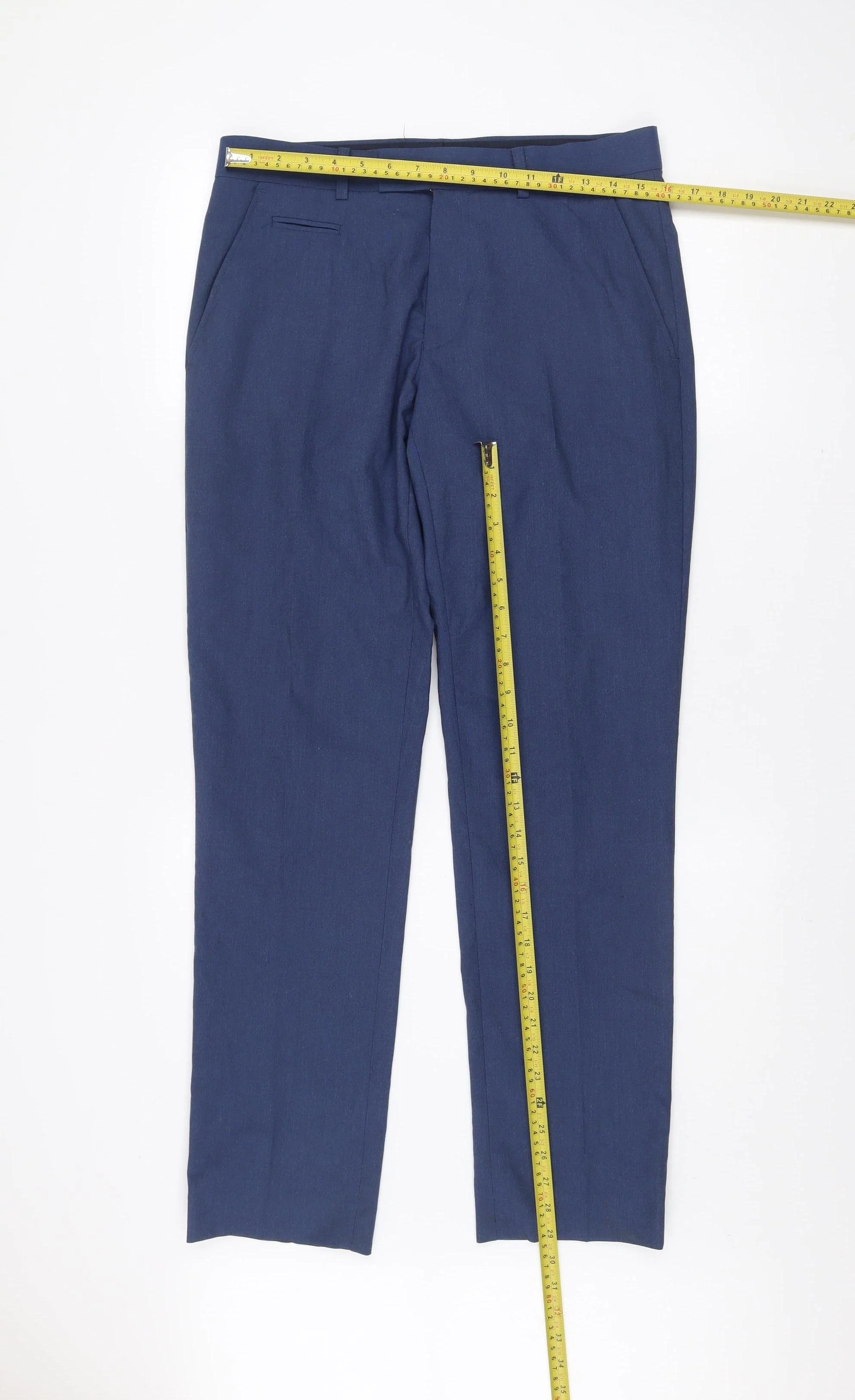 White Label Men's Blue 38R Regular Fit Suit Trousers - Image 2