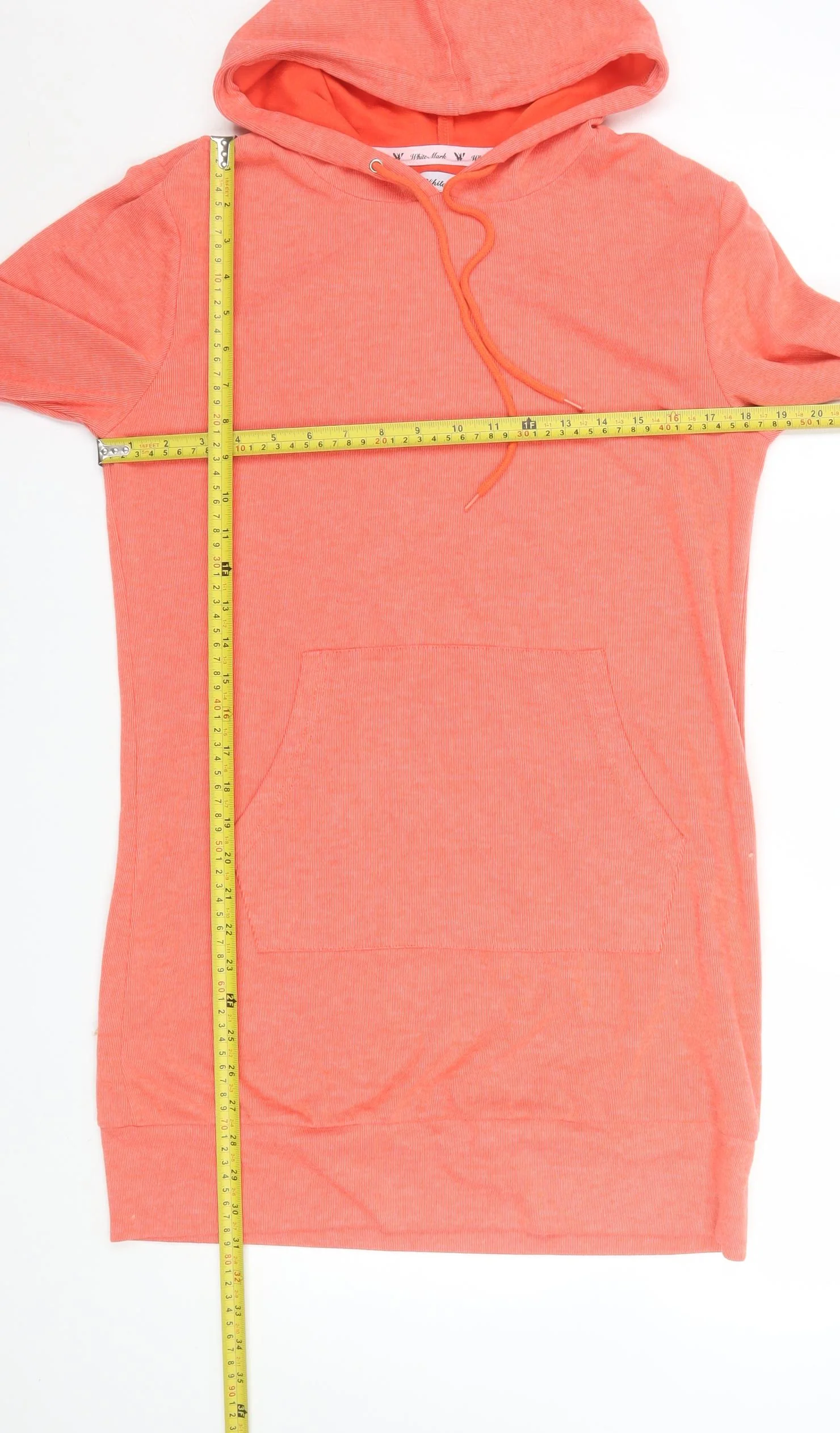White Mark Women’s Orange Hooded T-Shirt Dress Size S Casual - Image 2