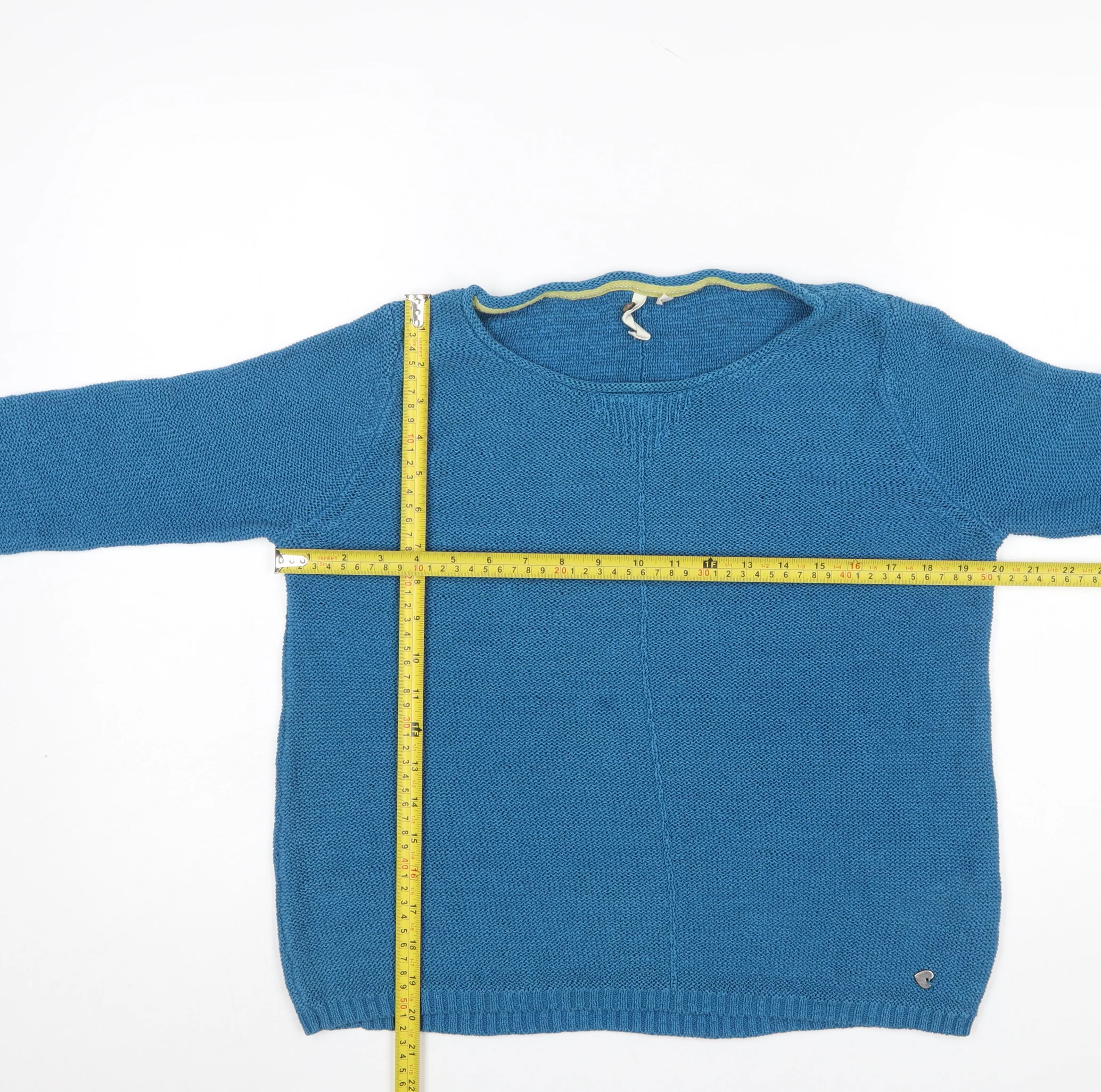 White Stuff Women Blue Linen Blend Pullover Jumper Size 14 - Image 2