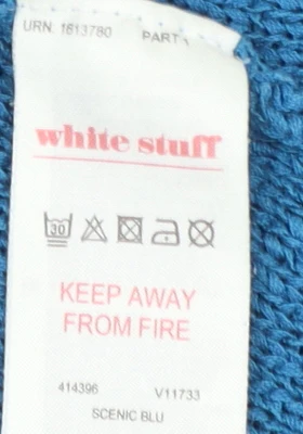 White Stuff Women Blue Linen Blend Pullover Jumper Size 14 - Image 4